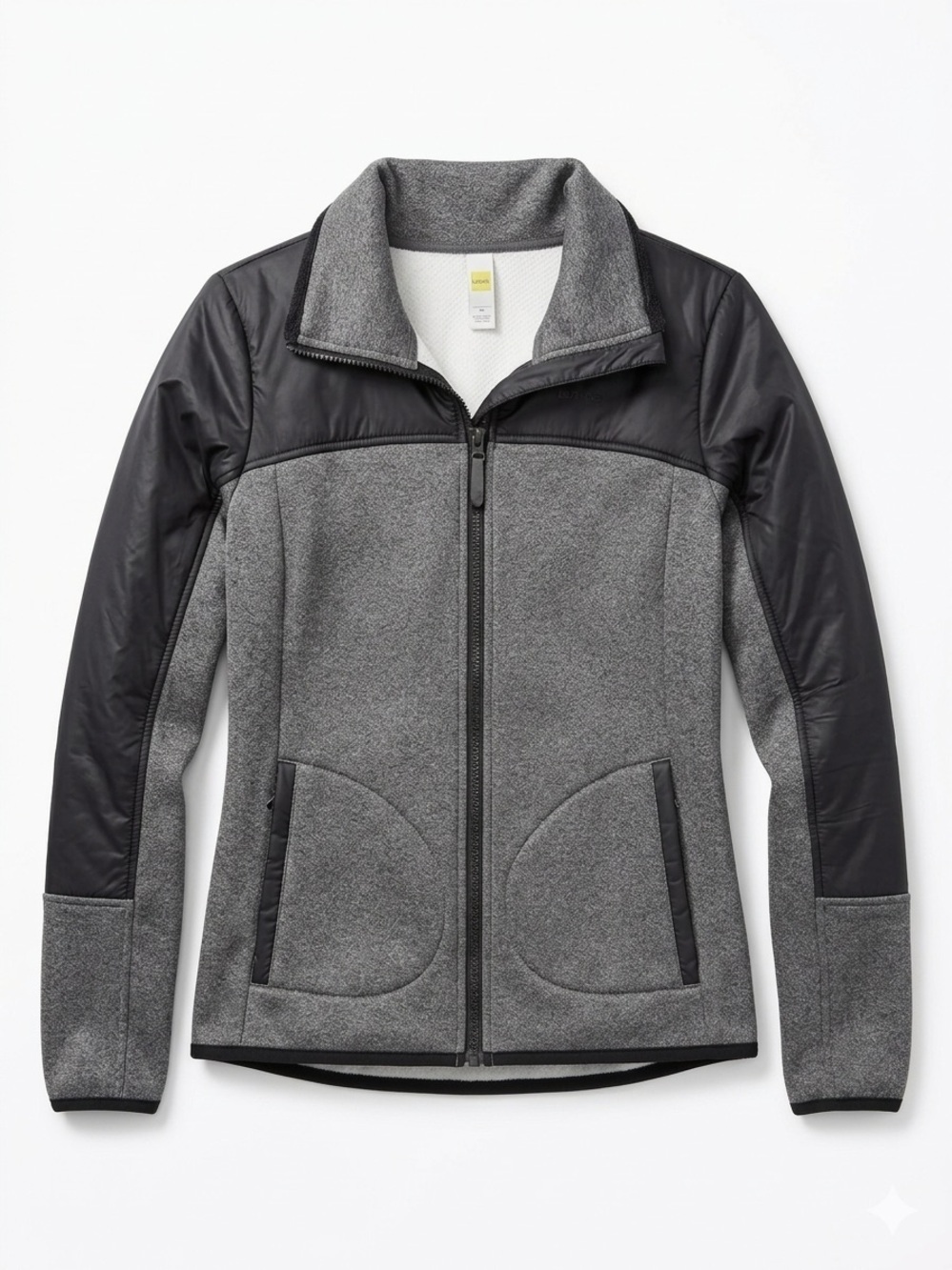 Lolë Montreal Gray & Black Mixed Media Fleece Full-Zip Jacket - Size Small